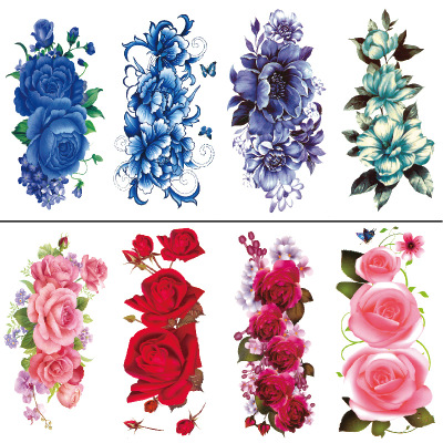 Flower Tattoo Stickers Peony Rose peach Chrysanthemum Collarbone Leg Waist Sexy Waterproof Tattoo view 4