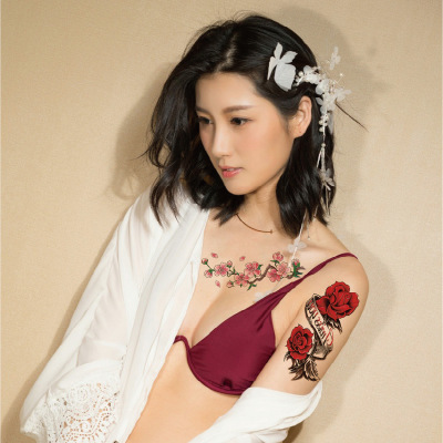 Flower Tattoo Stickers Peony Rose peach Chrysanthemum Collarbone Leg Waist Sexy Waterproof Tattoo view 6