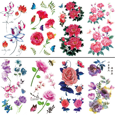 Flower Tattoo Stickers Peony Rose peach Chrysanthemum Collarbone Leg Waist Sexy Waterproof Tattoo view 9