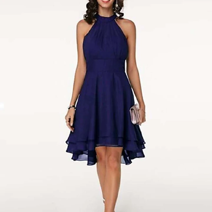 2022 New Fashion Sexy Irregular Cut A-line Skirt Double Ruffle Sleeveless Chiffon Girl Dresses  Irregular A-line Skirt Double Ruffle Chiffon Dress