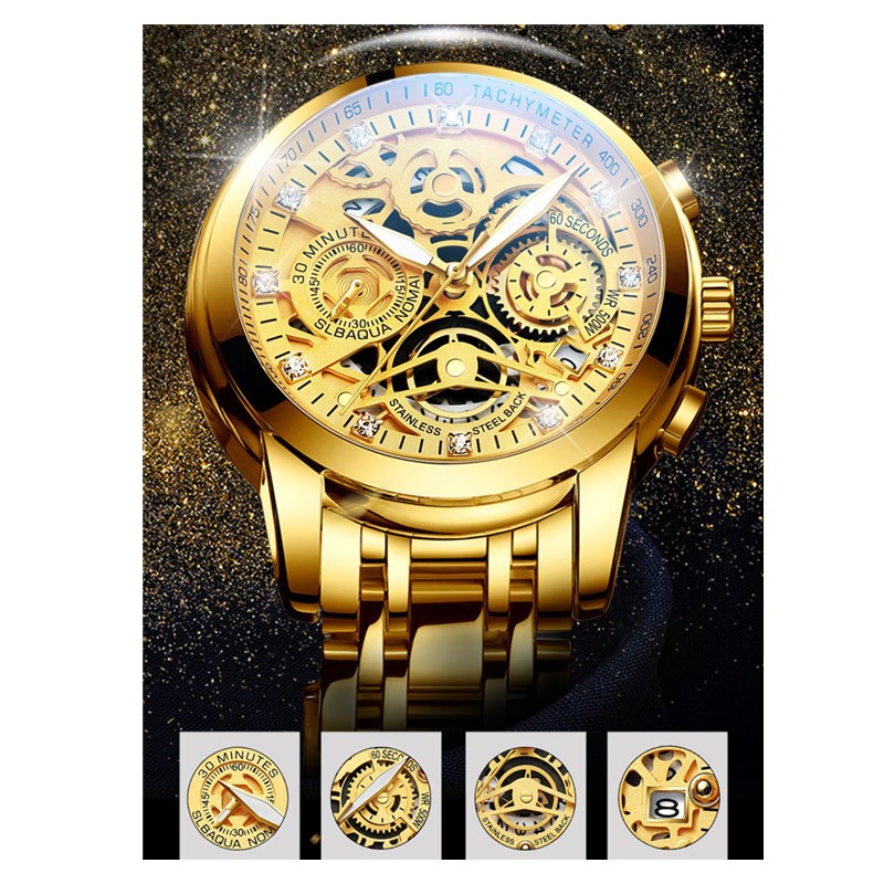 2021 New Style Multifunctional Calendar Sports Business Men Watch Stainless Steel Water Proof Watch