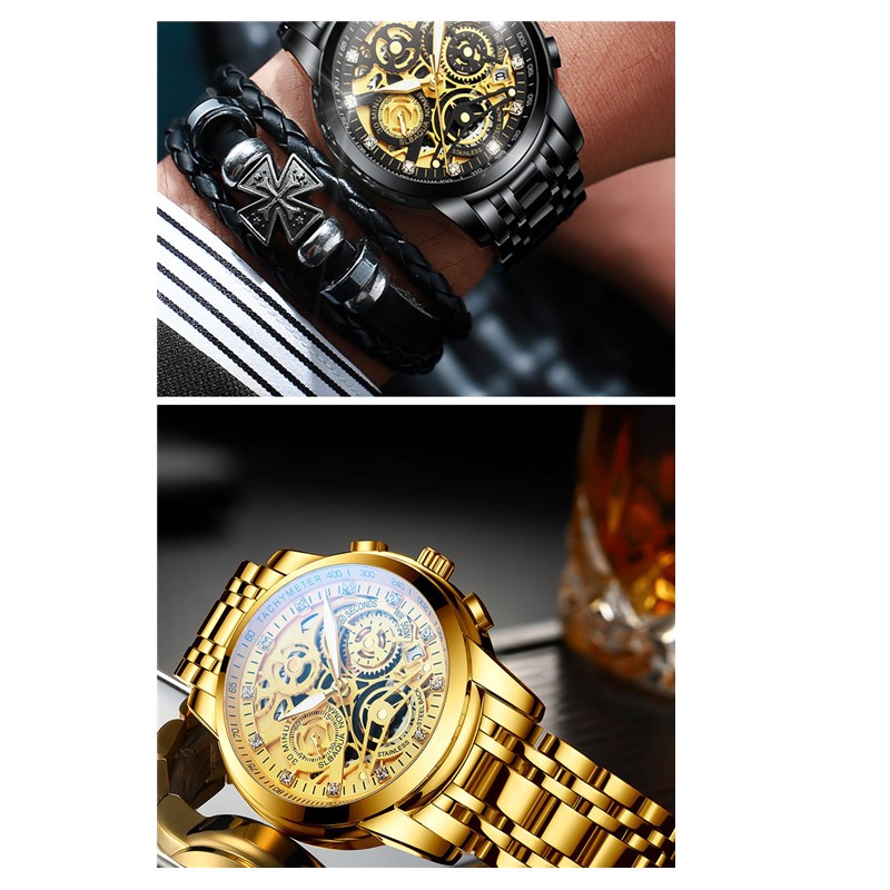 2021 New Style Multifunctional Calendar Sports Business Men Watch Stainless Steel Water Proof Watch