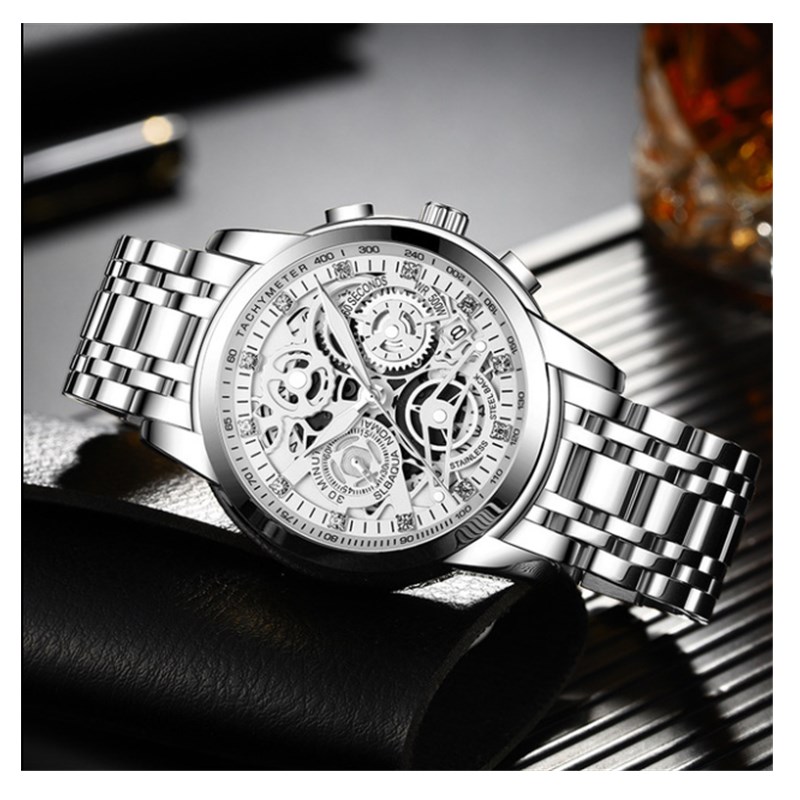 2021 New Style Multifunctional Calendar Sports Business Men Watch Stainless Steel Water Proof Watch