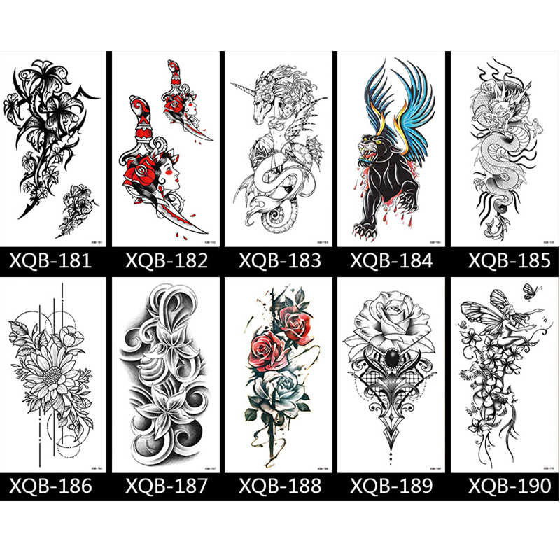10PCS Half Arm Waterproof Disposable Tattoo Sticker Original Tattoo Sticker Tatoo One Time Body Art view 9