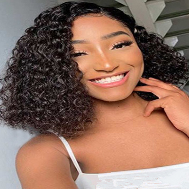 Popular Girl Gift Lady Black Short Curly Weave Hair African Small Curly Chemical Fiber Wigs Cover New Women's Black Side Curly Hair Silk Chemical Fiber Women Hair Girls Headgear Wholesale