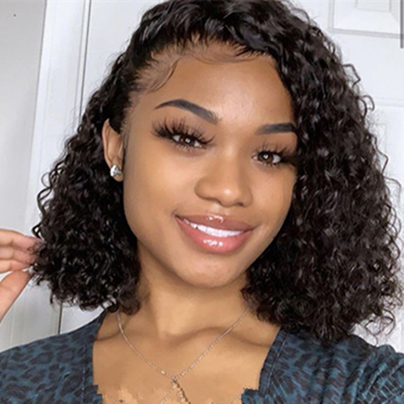 Popular Girl Gift Lady Black Short Curly Weave Hair African Small Curly Chemical Fiber Wigs Cover New Women's Black Side Curly Hair Silk Chemical Fiber Women Hair Girls Headgear Wholesale