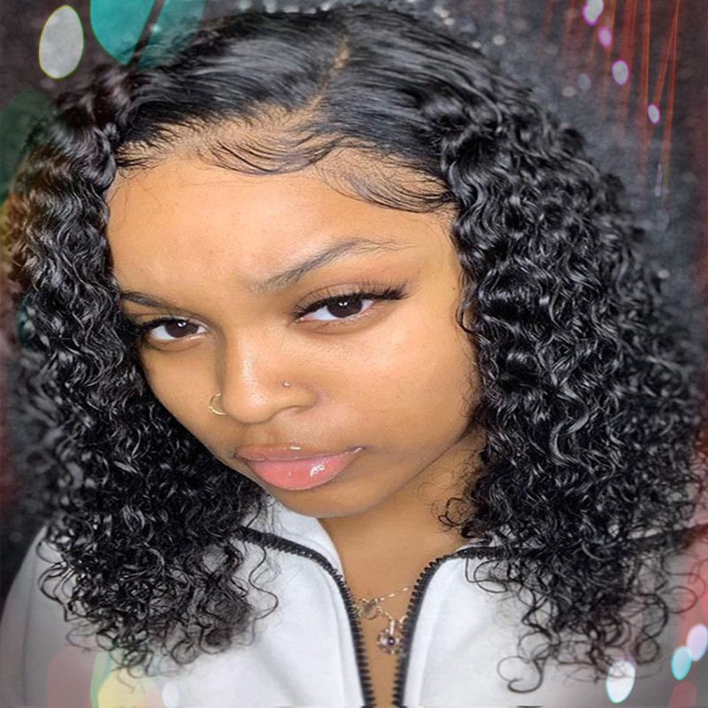Popular Girl Gift Lady Black Short Curly Weave Hair African Small Curly Chemical Fiber Wigs Cover New Women's Black Side Curly Hair Silk Chemical Fiber Women Hair Girls Headgear Wholesale