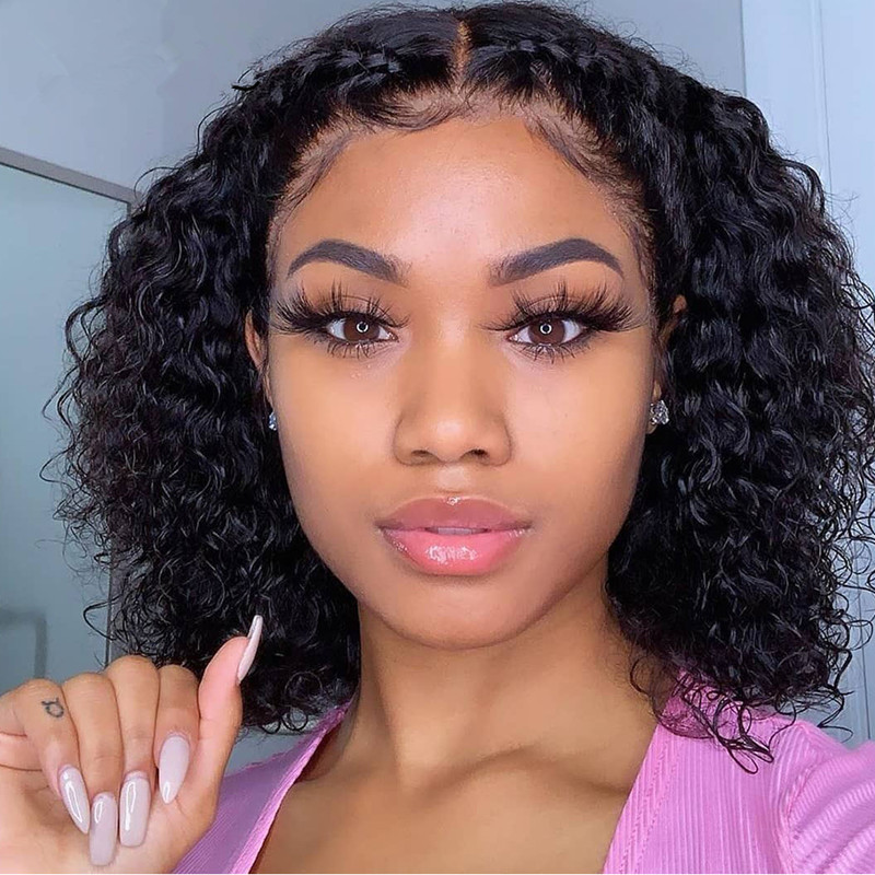 Popular Girl Gift Lady Black Short Curly Weave Hair African Small Curly Chemical Fiber Wigs Cover New Women's Black Side Curly Hair Silk Chemical Fiber Women Hair Girls Headgear Wholesale