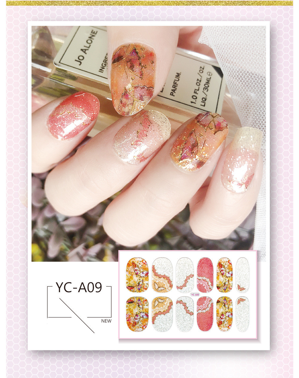 Wholesale 9 Sets Translucent Gradient Glitter Nail Sticker Crystal Nail Polish Waterproof Lable view 2