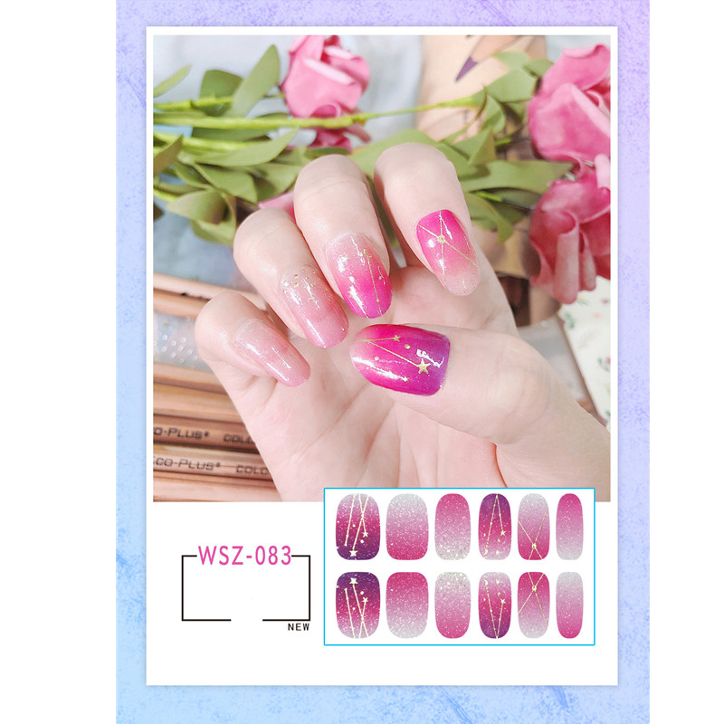 Beauty Shops Wholesale 9 Sets Translucent Gradient Glitter Nail Sticker Crystal Polish Waterproof