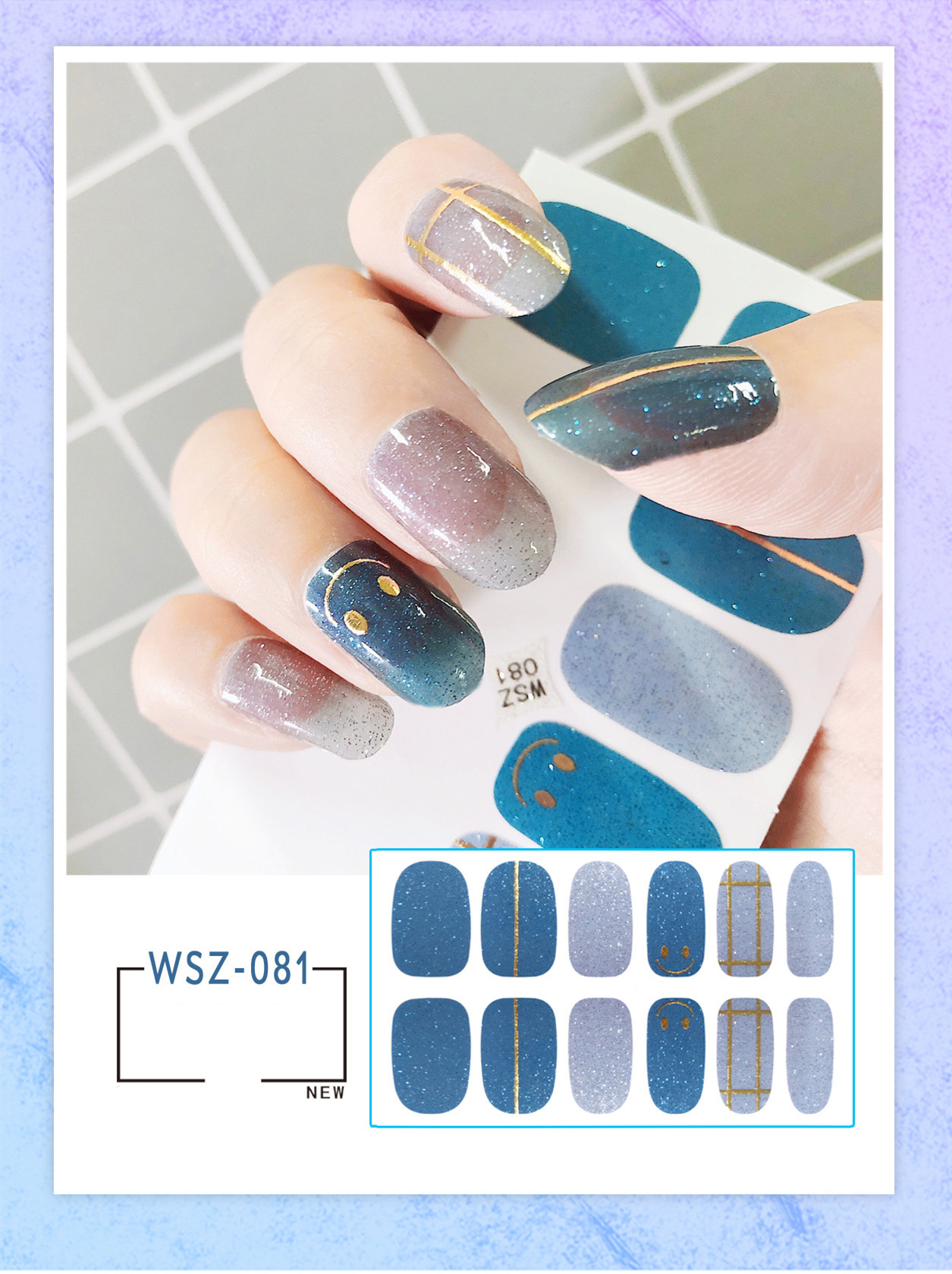 Beauty Shops Wholesale 9 Sets Translucent Gradient Glitter Nail Sticker Crystal Polish Waterproof view 2