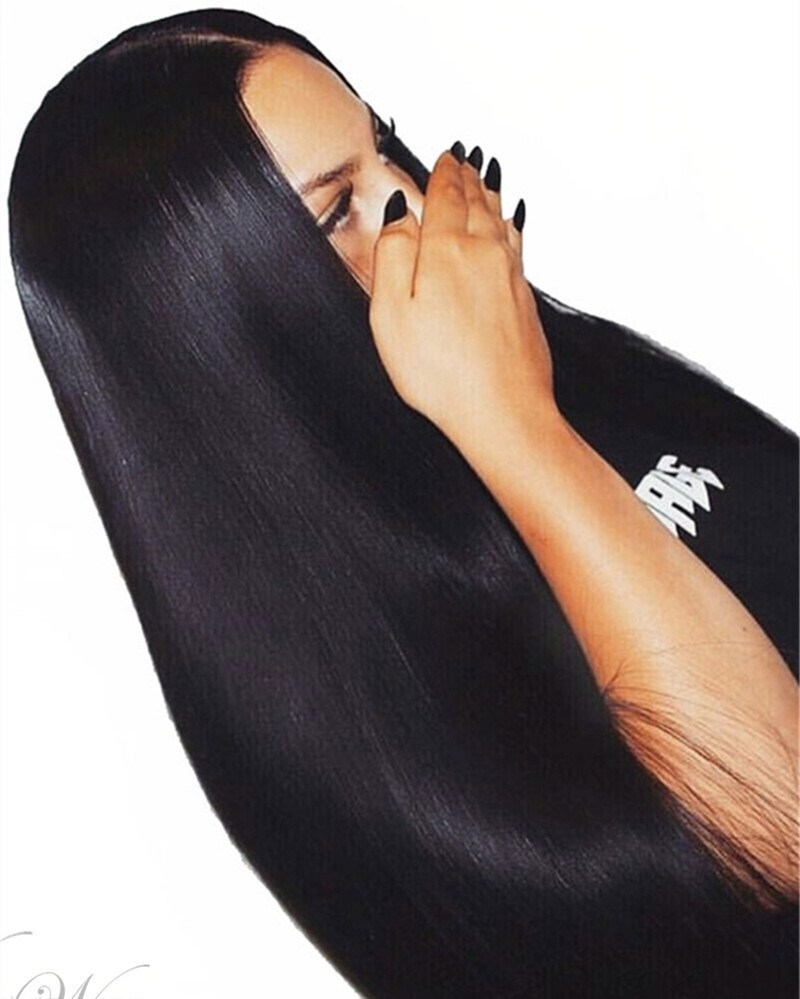Fashion African Hot Sale Women's Wig 100cm Split Long Straight Hair Black Chemical Fiber Wigs