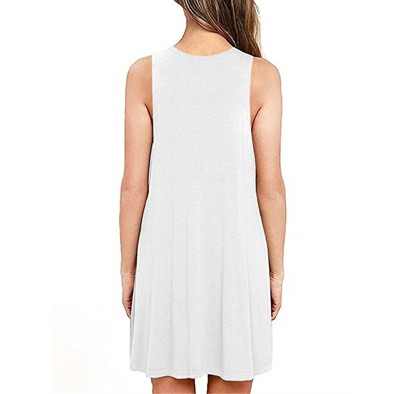European&amp;American Popular Women's Sleeveless Loose Dress Pocket Vest Solid Color Large Lady Skirt