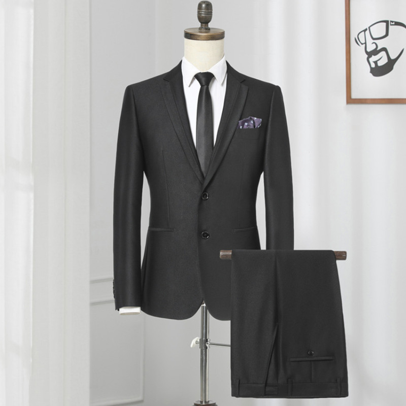 Luxury Slim Suit Business Cloth Groomsman 2PC Suit Blazer Jacket Pants Work Suit Wedding Suit
