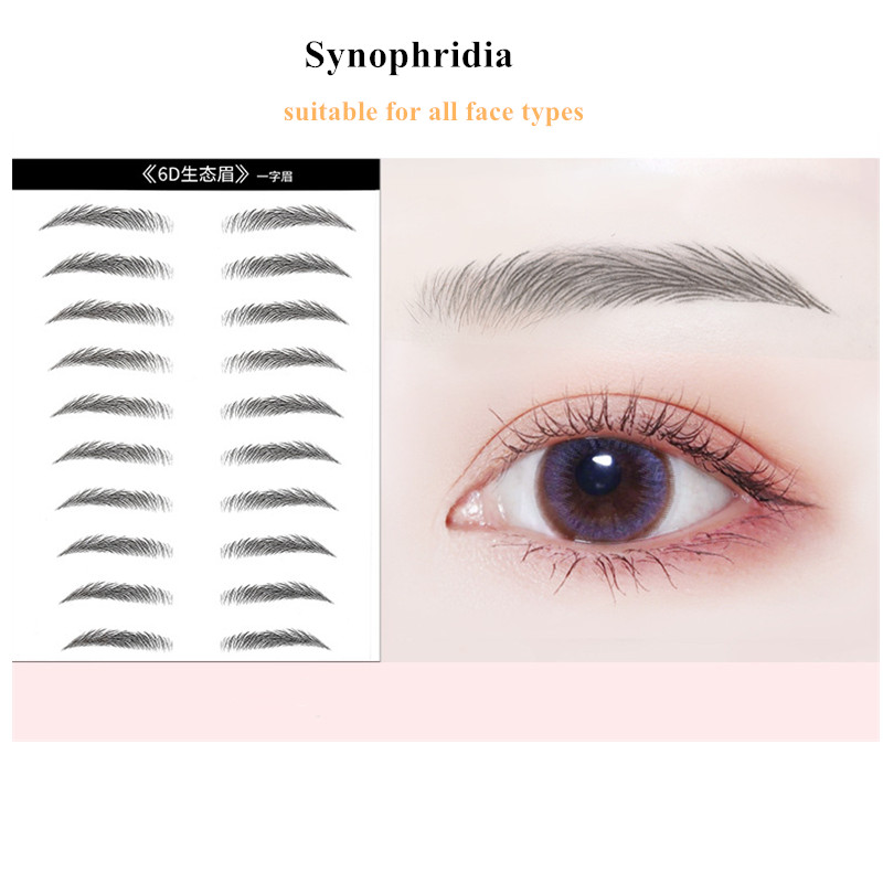 Hot selling 10 Pairs 6D Simulation Eyebrow Paste Lable Tattoo Sticker Waterproof Wholesale view 10
