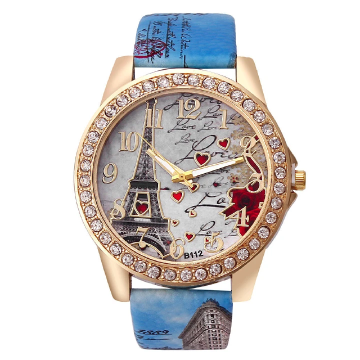 New Pattern Personalized Fashion Women's Watch Colorful Eiffel Tower Love Pattern PU Leather Belt Luminous Women 's Watches+ Luxury Gift Box Lovers Girlfriends Wife's Birthday Holiday  Surprising Gift