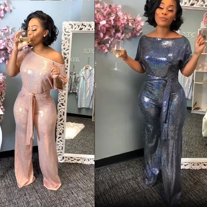Kenya New Product Launch 2022 Women's High-end New Dress European and American Hot Selling Women's Dress Banquet Evening Dress New Jumpsuit Magic Laser Sequin Dress Cocktail Party Dress +1 Diamond Rin