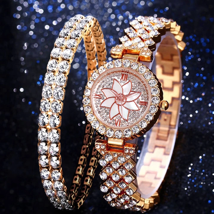 Luxury 30M Waterproof Steel Band Crystal Women Calendar Women Watches Luminous Business Women's Rose Gold Date Watches Lovers' Ladies Leisure Metal  Watches+ Luxury Gift Box Lovers Girlfriends Wife's