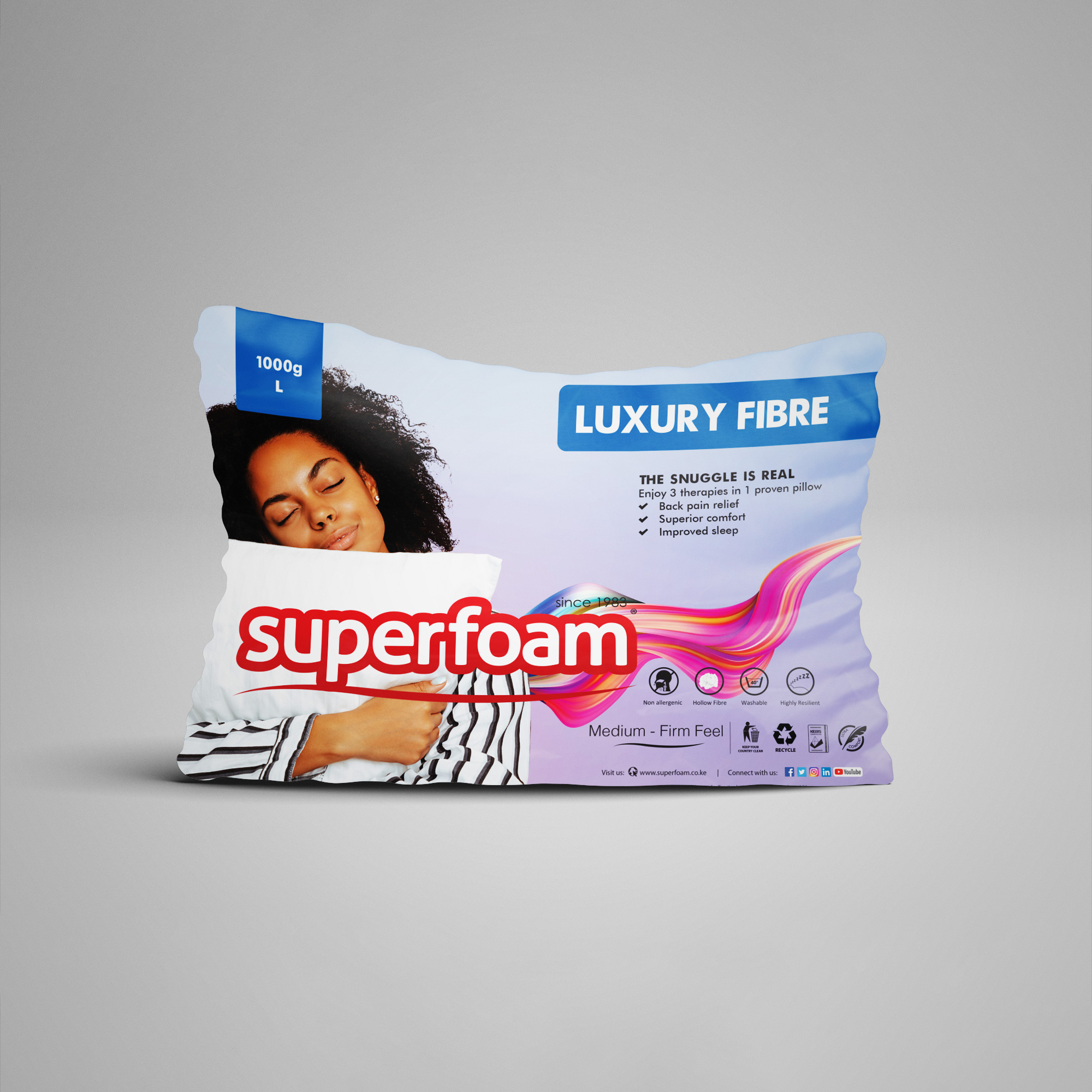 Superfoam Fibre pillow 1000g (100&amp; Pure fibre)