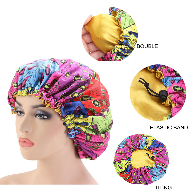 Satin sleep cap sleeping bonnet hair hat headwear scarf silk hair wrap night wear hats headscarf caps silk hair caps shower cap for women long braid with comfort adjustable band women girl  gift