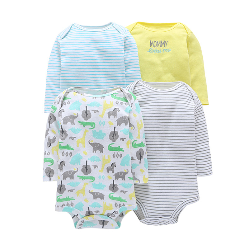4pcs/set Baby Boy Girl Clothes Body Winter Baby Romper Newborn Wear Long Sleeve Jumpsuit