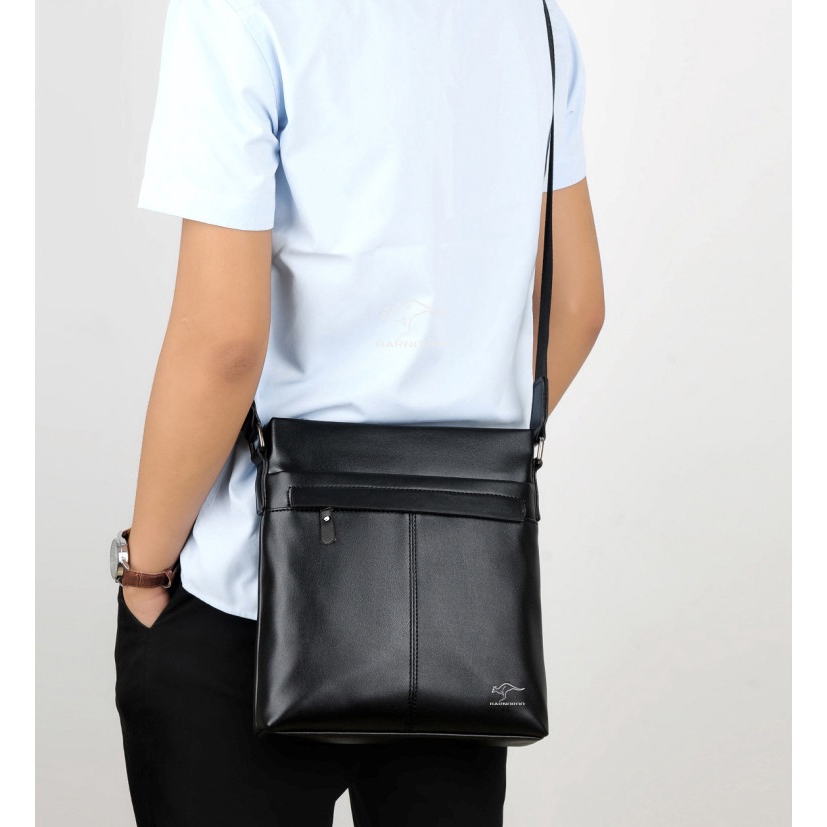 Men's Sling Bag Soft Leather Shoulder Bag Business Man Crossbody Bag