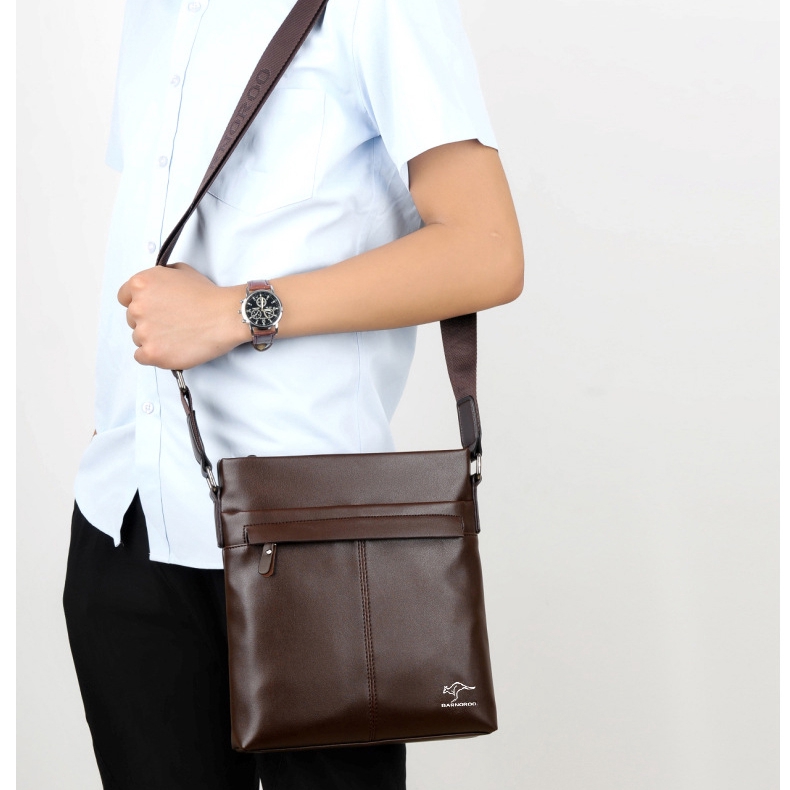 Men's Sling Bag Soft Leather Shoulder Bag Business Man Crossbody Bag