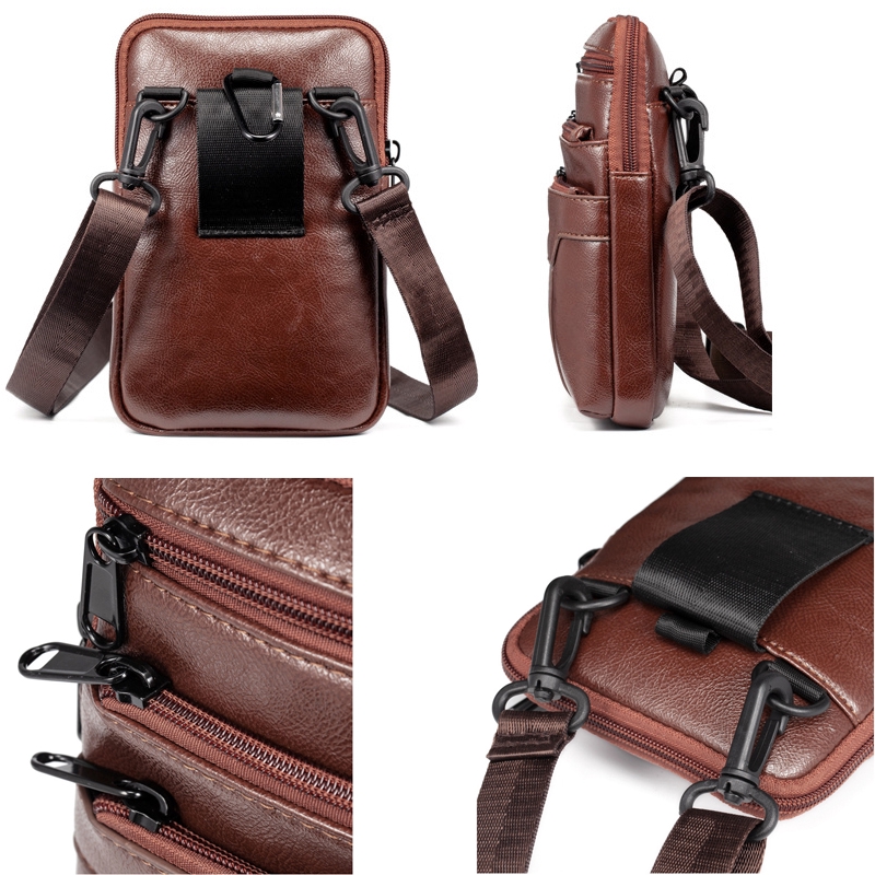 Men's Tote Bag Waist Bag Leather Crossbody Bag Casual Waist Bag