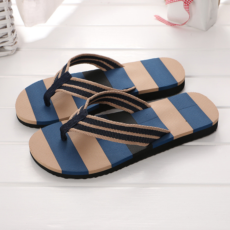 New Color Striped Men's Flip Flops Beach Shoes Men's Slippers EVA Home Shoes for Men Indoor Outdoor