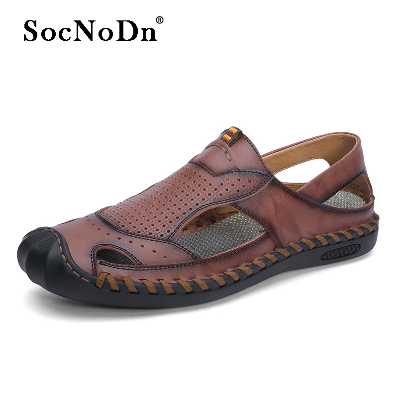 Men Fashion Casual Leather Sandals Summer Hiking Walking Breathable Shoes Sandals Slippers Quality