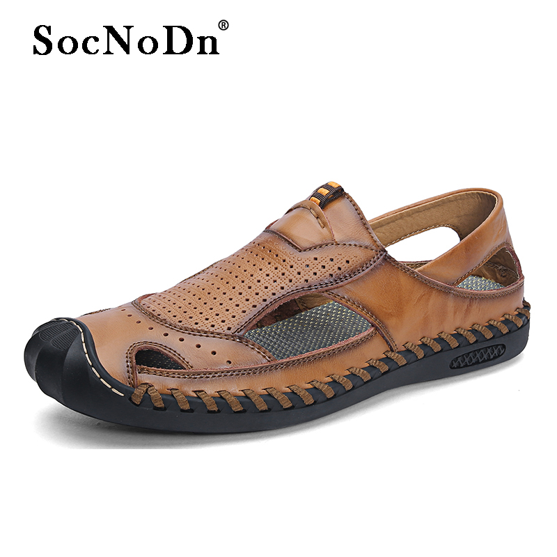 Men Fashion Casual Leather Sandals Summer Hiking Walking Breathable Shoes Sandals Slippers Quality