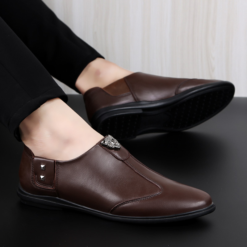 SocNoDn Men Luxury Fashion Dress Formal Casual Genuine Leather Wedding Office Shoes Loafers Soft