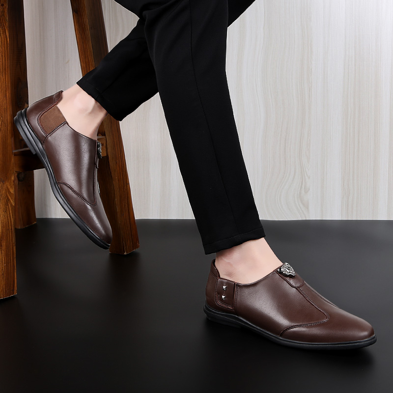 SocNoDn Men Luxury Fashion Dress Formal Casual Genuine Leather Wedding Office Shoes Loafers Soft
