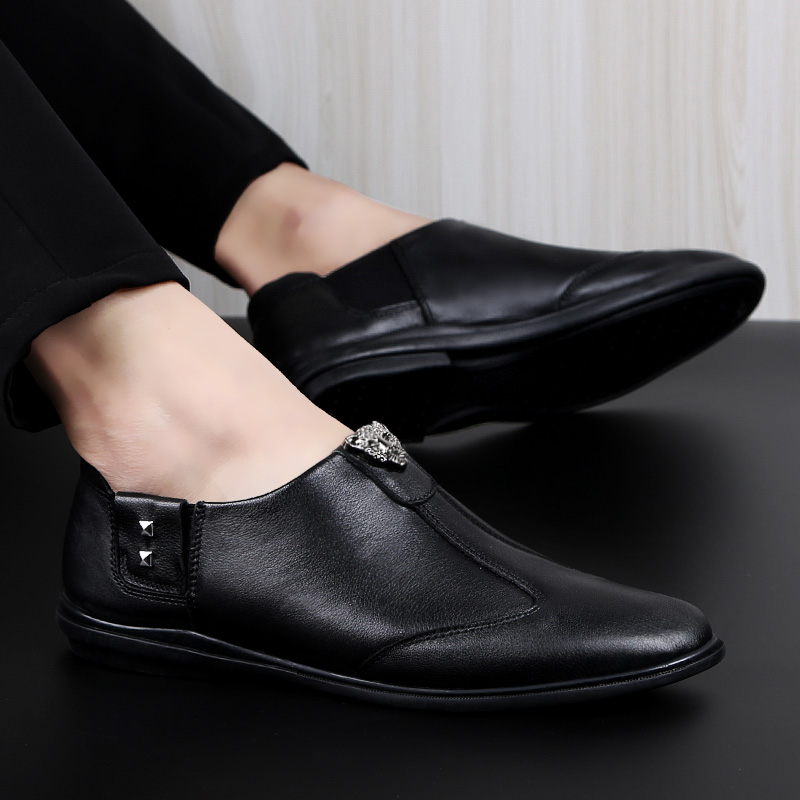 SocNoDn Men Luxury Fashion Dress Formal Casual Genuine Leather Wedding Office Shoes Loafers Soft