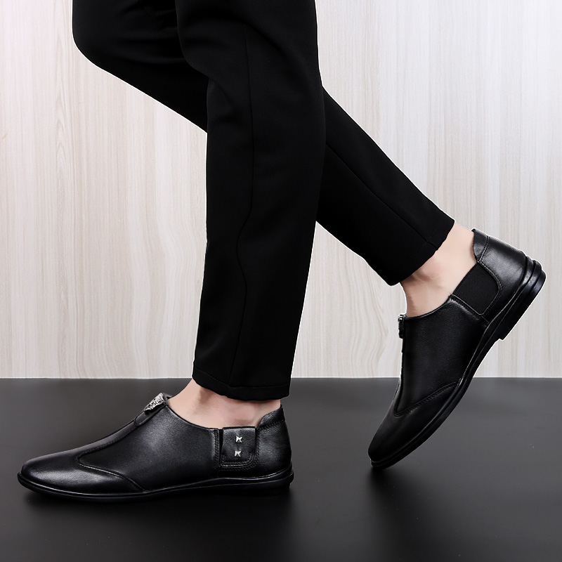 SocNoDn Men Luxury Fashion Dress Formal Casual Genuine Leather Wedding Office Shoes Loafers Soft