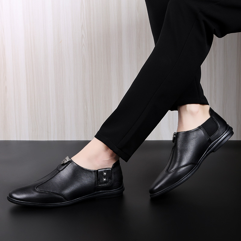 SocNoDn Men Luxury Fashion Dress Formal Casual Genuine Leather Wedding Office Shoes Loafers Soft