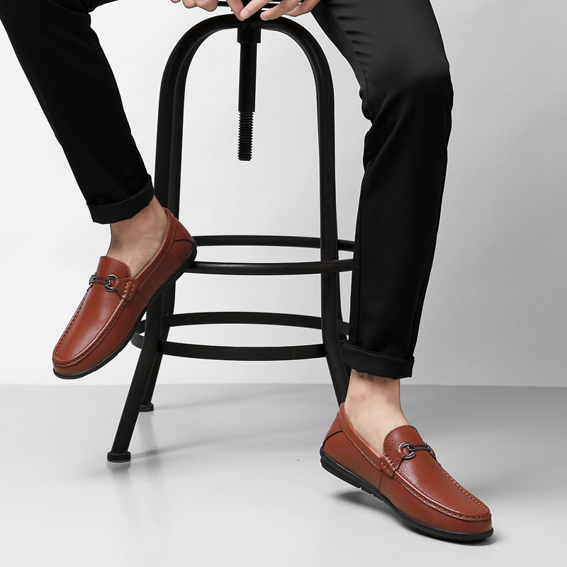 SocNoDn Men Luxury Fashion Dress Formal Casual Genuine Leather Wedding Office Flat Shoes Loafers