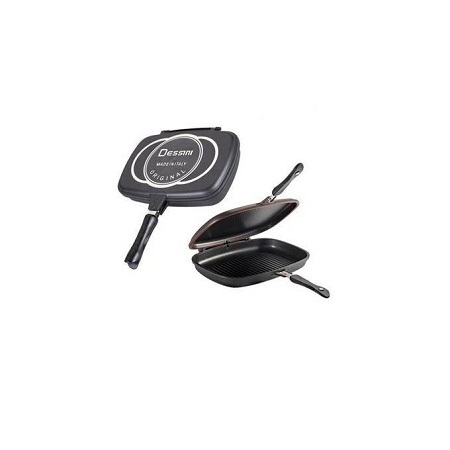 Dessini Die Cast Double Sided Made in Italy Grill Pan  - Black