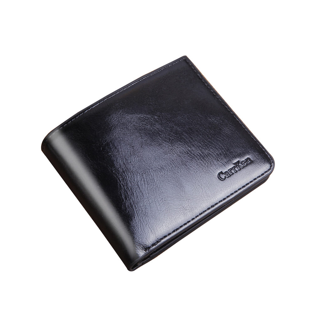 Men's Wallet Short Zipper Buckle Oil Wax Skin Multi-Function Wallet Men Large Capacity
