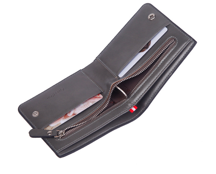 Men's Wallet Short Zipper Buckle Oil Wax Skin Multi-Function Wallet Men Large Capacity