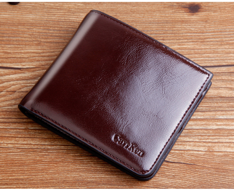 Men's Wallet Short Zipper Buckle Oil Wax Skin Multi-Function Wallet Men Large Capacity