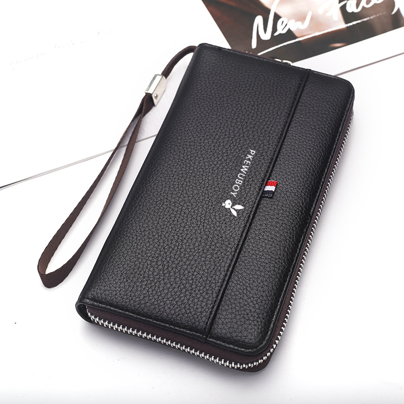 Men's leather texture zipper handbag multi-function card package men's clutch bag