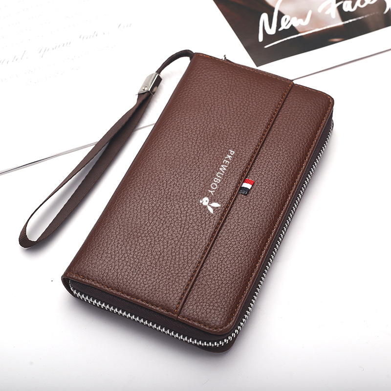 Men's leather texture zipper handbag multi-function card package men's clutch bag