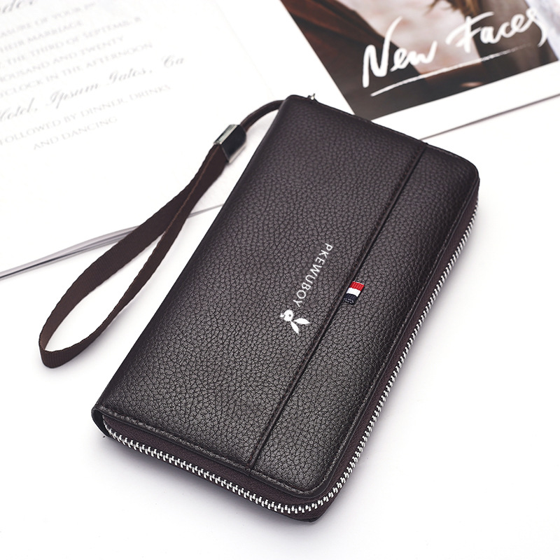 Men's leather texture zipper handbag multi-function card package men's clutch bag