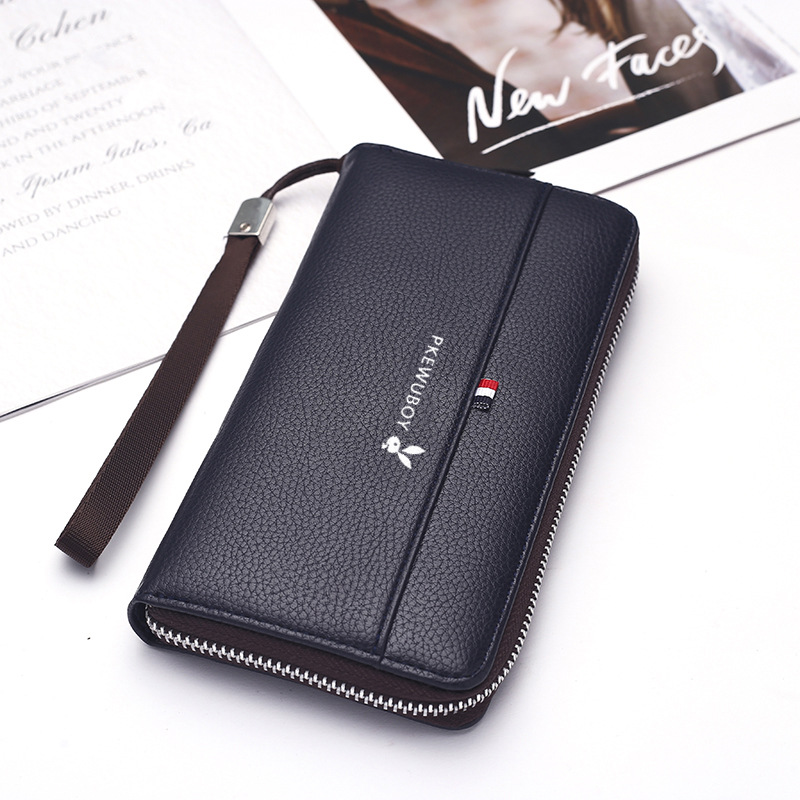 Men's leather texture zipper handbag multi-function card package men's clutch bag