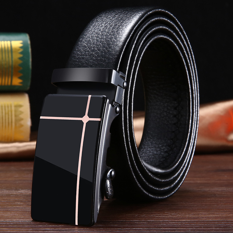 Men's belt new acrylic automatic buckle belt men's business belt youth clothing matching