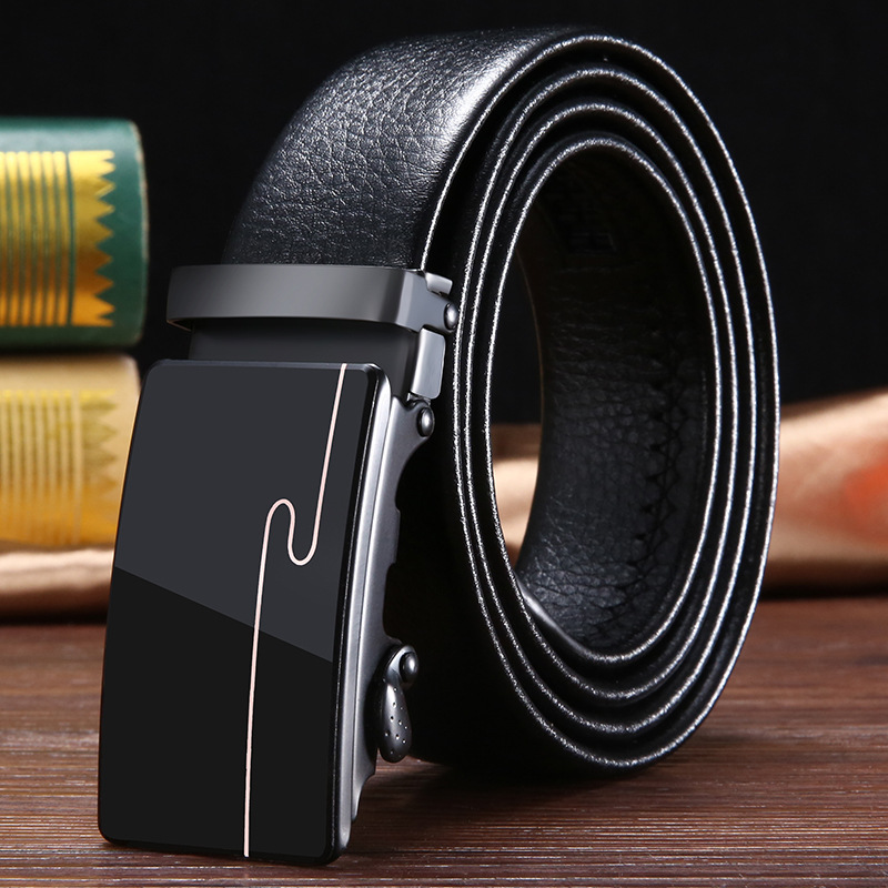Men's belt new acrylic automatic buckle belt men's business belt youth clothing matching