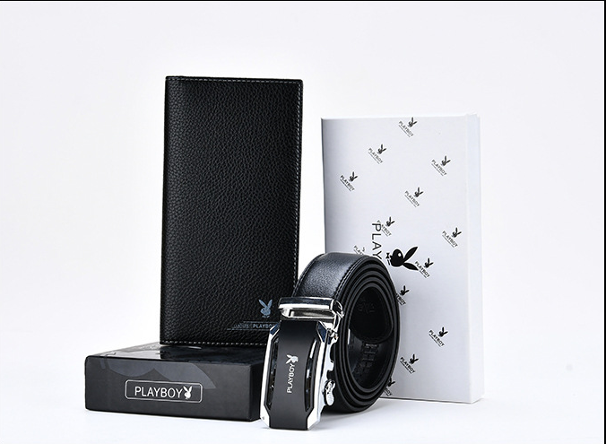 Men's belt long wallet gift set leather automatic buckle belt youth pants belt gift box