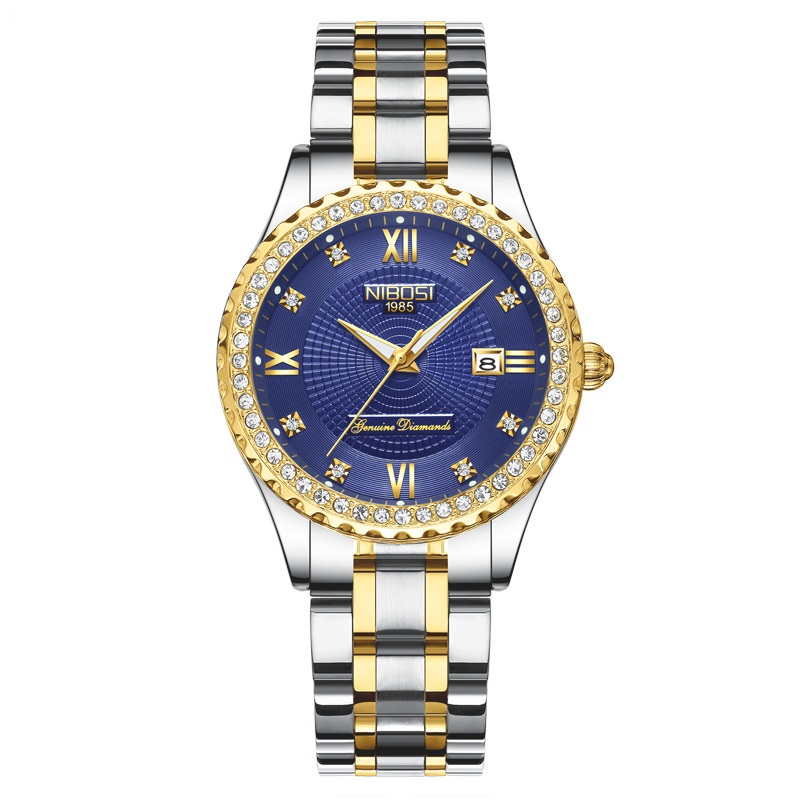 Nibosi Watch Casual Women's Steel Belt Couple Women's Watch Waterproof Luminous Diamond Table