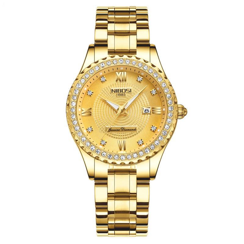 Nibosi Watch Casual Women's Steel Belt Couple Women's Watch Waterproof Luminous Diamond Table